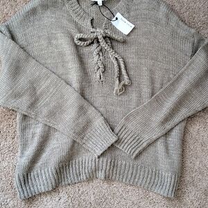 Boho Ballet core Elegant Women's Beige Knit Sweater